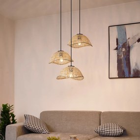 Бохемски висящ полилей черен с бамбук 3-светлинен - Лили