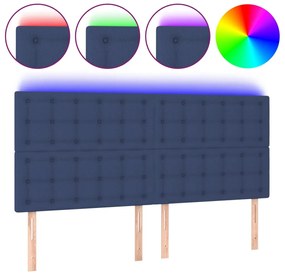 3122870 vidaXL LED горна табла за легло, синя, 160x5x118/128 см, плат