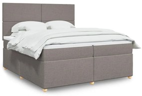 3293684 vidaXL Боксспринг легло с матрак, таупе, 200x200 см, плат