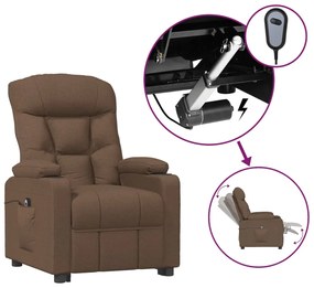3098819 vidaXL Електрически наклоняем стол, кафяв, текстил