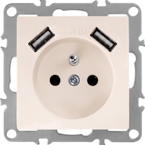 Единичен контакт със заземяване + 2x USB-A OSTE JNH003-G Beige
