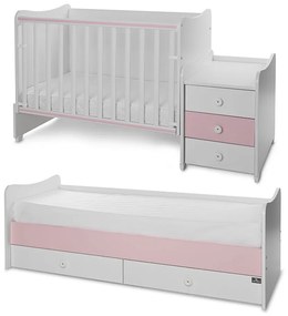 LORELLI Classic Трансформиращо се легло-люлка 70/160 см. MAXI PLUS БЯЛО/ORCHID PINK