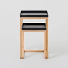 Комплект от 2 странични масички от дъб с черен плот Oak Nest - Wireworks