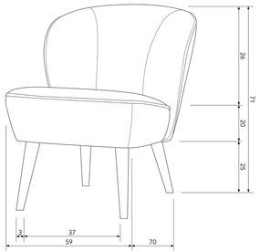 Бежово кресло от кадифе Sara - WOOOD