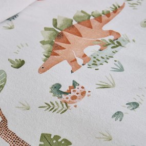 Кремав еластичен единичен фланелен детски чаршаф 90x190 cm Brushed Sleepy Saurus Dino – Catherine Lansfield