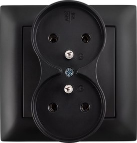 Двоен контакт със заземяване и рамка OSTE JNH002-G Black
