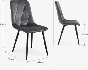 AMELI VELVET, тапициран стол за трапезария с метални крака Сив