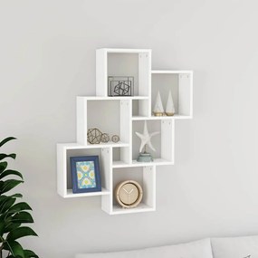 807169 vidaXL Стенен кубичен рафт, бял, 78x15x93 см, инженерно дърво