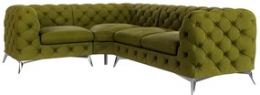 Зелен кадифен ъглов диван (ляв ъгъл/L форма) Chelsea – Ropez