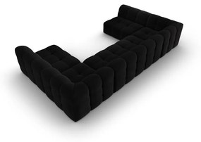 Ъглов диван от черно кадифе (U-образен) Kendal - Micadoni Home