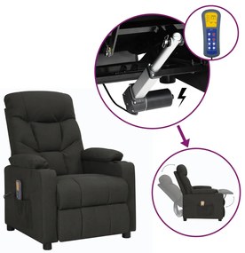 3093469 vidaXL Изправящ масажен стол, черен, текстил