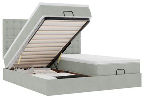 3314651 vidaXL Османска легло с матраци и LED, светлосиво, 160x200 см, кадифе