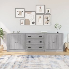 3185221 vidaXL Сайдборди, 3 бр, сив сонома, инженерно дърво
