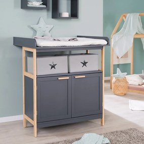 Антрацит нисък детски скрин с маса за преповиване 87x75 cm Berlin – Roba