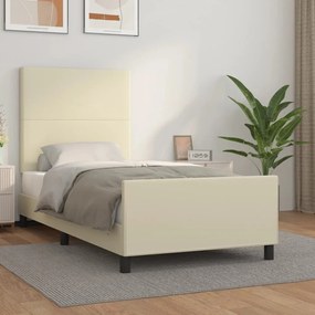 3125429 vidaXL Рамка за легло с табла, кремава, 90x200 см, изкуствена кожа