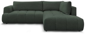 Зелен сгъваем/с място за съхранение ъглов диван (десен ъгъл/L форма) Fuji – Bobochic Paris