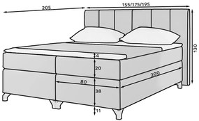 Тапицирано легло Basel Led-Mple Skouro-180 x 200