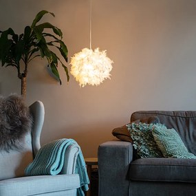 Висяща лампа в кънтри стил бяла с пера - Feather