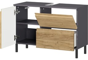 Тъмно сив шкаф под умивалника в дъб 80x56 cm Salinas - Germania