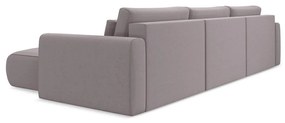 Кадифен разтегателен ъглов диван с място за съхранение в цвят лавандула (U форма) Kapua – Makamii