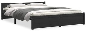 815028 vidaXL Рамка за легло, черна, масивно дърво, 140х190 см