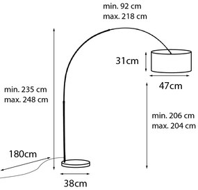 Модерна дъгова подова лампа черна с двоен абажур черен със злато - XXL