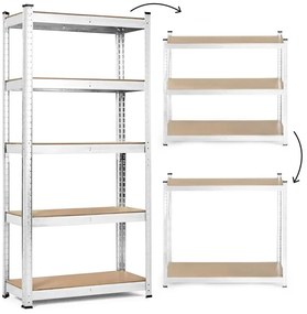 Стабилен метален стелаж за съхранение с 5 рафта 180 x 90 x 30 cm