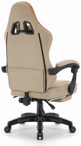 Удобен геймърски и офис стол HC-1015 с поставка за крака - бежов