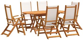 3279287 vidaXL Градински трапезен комплект, 7 части, акация масив и textilene