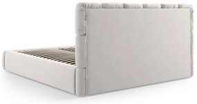 Светлосиво тапицирано кадифено двойно легло с място за съхранение с включена подматрачна рамка 180x200 cm Bellis – Micadoni