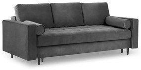 Тъмно сив кадифен разтегателен диван Santo - Milo Casa