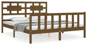 3192564 vidaXL Рамка за легло с табла меденокафява 5FT King Size масивно дърво