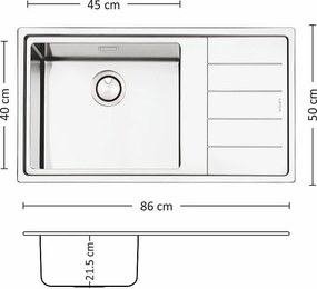 Leks MEGA BB 86.1 R/L TI Кухненска мивка за вграждане