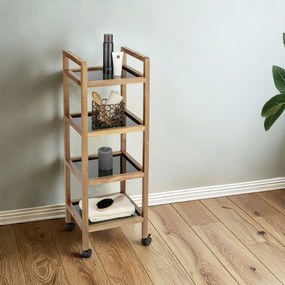 Рафт за баня от масивна акация в черен и естествен цвят 35x101,5 cm Fondi – Wenko