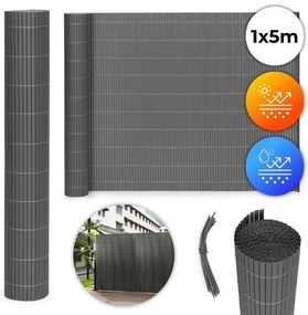 Реверсивен антрацитен PVC екран за балкони, огради и тераси Ширина: 1 м | Дължина: 5 м