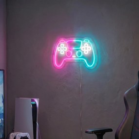 Неонова стенна лампа розова със синя LED с 3-степенно димиране - Controller