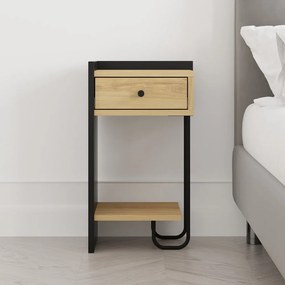 Нощно шкафче с рафтове от черен/естествен дъб Mercure - Marckeric