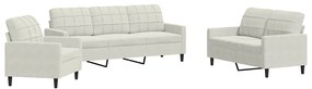 3278359 vidaXL Комплект дивани от 3 части с възглавници, кремав, кадифе