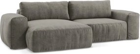Сив шенилов сгъваем ъглов диван (ляв ъгъл) Kuki – Makamii