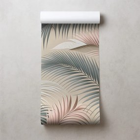 Тапет – Пастелни палмови листа на бежово