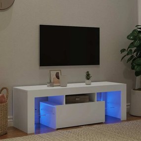 804346 vidaXL ТВ шкаф с LED осветление, бял, 120x35x40 см