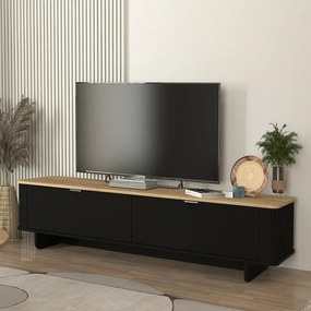 ТВ стойка от меламин Bohema в черен - сепет дъб 180x47x45.6см.