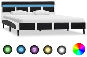 280303 vidaXL Рамка за легло с LED, черна, изкуствена кожа, 120x200 cм