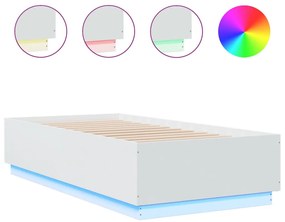 3209667 vidaXL Рамка за легло с LED осветление бяла 75x190 см инженерно дърво