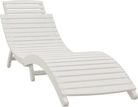 363281 vidaXL Шезлонг, бял, 184x55x64 см, акациево дърво масив