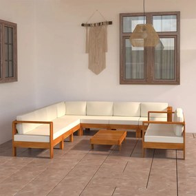 3057942 vidaXL Градински комплект с възглавници, 9 части, 100x60 см, акациево дърво