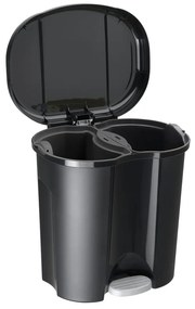 Черен кош за боклук с педали от рециклирана пластмаса 20 л Duo - Rotho