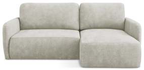 Кремав шенилов разтегателен ъглов диван с място за съхранение (десен ъгъл) Lilo – Makamii