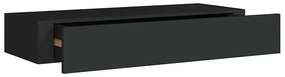 330257 vidaXL Стенен рафт с чекмедже, черен, 60x23,5x10 см, МДФ