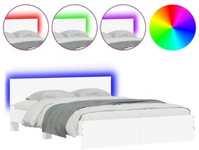 3207602 vidaXL Рамка за легло с табла и LED, бяла, 150x200 см